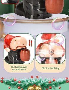 Detail of funny electric Santa bubble machine showing mechanical lifting and bubbling