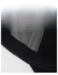 Detail of moisture-wicking sweatband and breathable mesh fabric on black sports cap