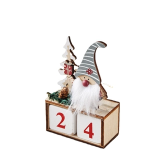 Nordic wooden gnome Christmas advent calendar featuring grey hat and numbered cubes
