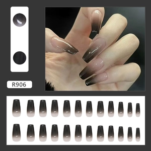 Minimalist black gradient ballerina press-on nails set with 24 pieces in a gift box