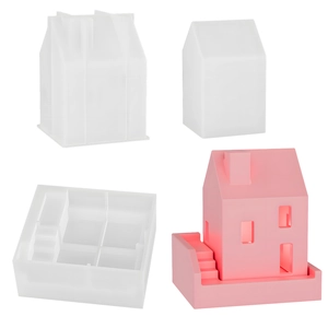 DIY Christmas house silicone mold for scented candles and gypsum crafts with 3D details