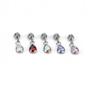 Set di orecchini in titanio F136 con ciondoli a goccia e cristalli di zirconia 5A colorati