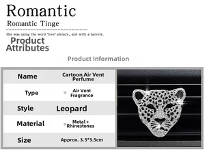 Detailed specs for rhinestone leopard car vent clip air freshener size 3.5x3.5cm