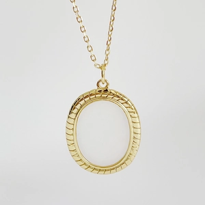 925 Sterling Silver Mother Of Artificial Pearl Oval Pendant Necklace Gold Plated Vintage Elegant Jewelry For Women