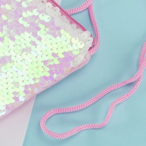 Sparkling pink mermaid sequin crossbody bag with iridescent finish for little girls