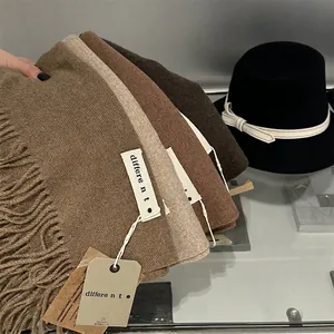 300g solid color cashmere-feel scarf with fringe, warm winter shawl for women