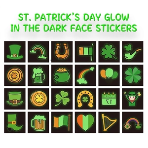 Luminous St. Patrick's Day face tattoos featuring glow-in-the-dark shamrock designs