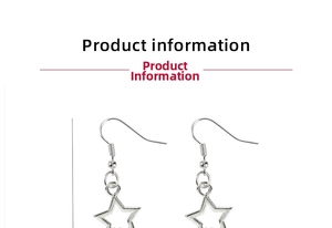 Macro shot of silver hollow star earrings featuring minimalist geometric hooks design