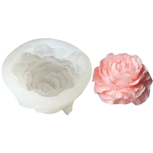 Peony flower silicone mold for candle making and DIY baking crafts with detailed 3D petals
