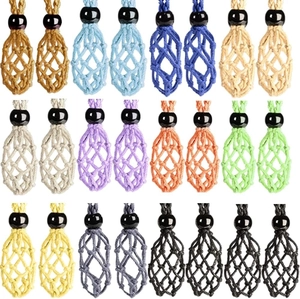 Poche de collier en maille tressée réglable en 12 couleurs pour pendentif en pierre