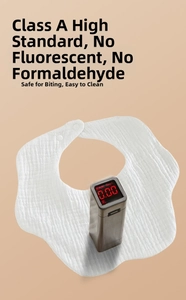 Detailed macro view showing zero fluorescence test on pure cotton baby bib fabric