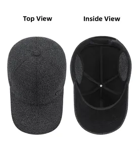 Dettaglio della parte superiore e interna di un cappello invernale da uomo caldo