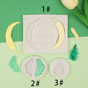 Ensemble de 3 moules en silicone plume et feuille de fougère pour fondant et DIY