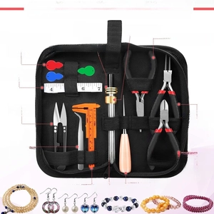 Complete 13-piece jewelry making tool kit with a black zipper storage case for DIY crafts