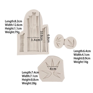 Bamboo and leaf silicone cake molds 3-piece set for baking and chocolate decorating