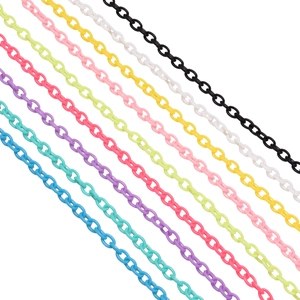Macro shot of 6x8mm acrylic link chains in multiple colors for DIY jewelry making