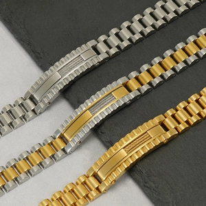 Stainless Steel Watchband Bracelet For Men 18K Gold Plated Industrial Punk Style Jewelry With Cable Inlay