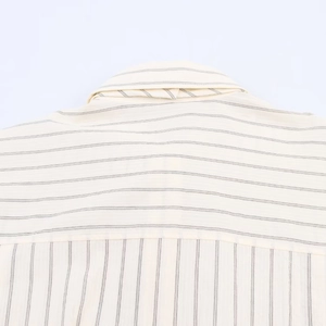 Women's vintage striped shirt in cream with black stripes and collar detail