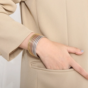 Minimalist 3mm stainless steel bangles in gold, rose gold and silver for women