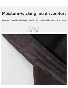 Detailed close-up of the wide moisture-wicking sweatband inside a cotton baseball cap