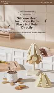 Close-up of foldable Christmas tree silicone heat insulation pads for table protection