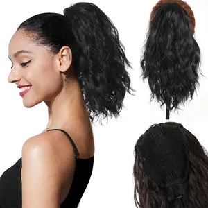 Water Wave Drawstring Ponytail Extension High Temperature Synthetic Fiber Curly Hairpiece For Women Natural Daily Style