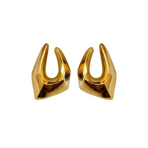Minimalist gold plated irregular geometric earrings with polished metallic luster