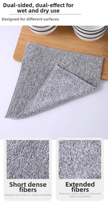 Macro detail of dual-sided bamboo charcoal fiber cleaning cloth showing plush texture