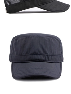 Detail of breathable mesh fabric and honeycomb texture on a men's cadet cap