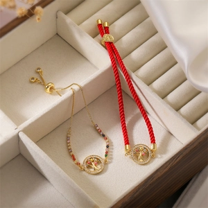 Tree Of Life Evil Eye Bracelet Copper Zircon Adjustable Milan Rope Chain Jewelry For Women Fashion