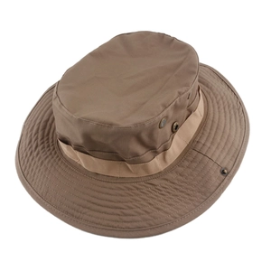 Brown tactical boonie hat with breathable vents and wide brim for outdoor activities