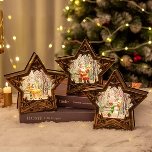 Lot de lanternes boules à neige de Noël en forme d'étoile avec motif Père Noël