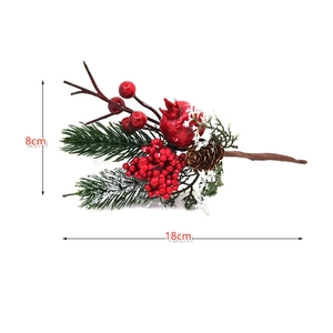Ramo di Natale con bacche rosse, melograno e pigne naturali, lunghezza totale 18 cm