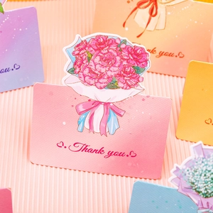 3D popup carnation flower greeting cards in various colors with Thank You art text