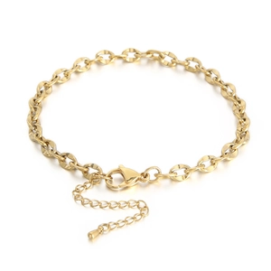 18K gold plated titanium steel anklet with oval links and secure lobster clasp