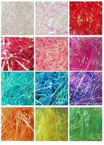 Multiple colors of iridescent raffia shredded paper for gift box packaging filler
