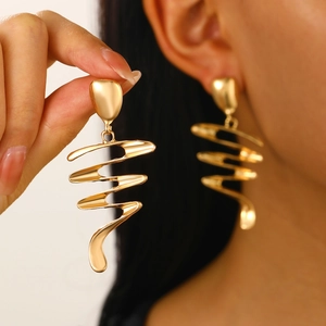 Elegant Irregular Liquid Metal Drop Earrings For Women Gold Silver Abstract Heart Geometric Dangle Earrings Fashion Jewelry