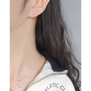 Elegant S925 silver jewelry set featuring hollow heart necklace and matching earrings