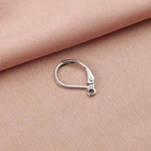Macro detail of silver stainless steel leverback earring hooks for DIY jewelry making