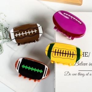 Pinza Per Capelli Football In Acrilico Tema Sportivo Forma Rugby Fermaglio Antiscivolo Per Donne Ragazze Alla Moda