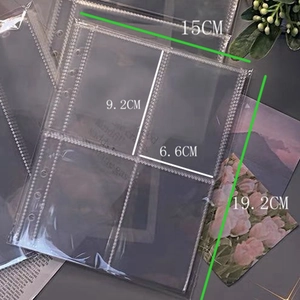 Transparent 6-hole binder pocket with precise 15x19.2cm page and 6.6x9.2cm grid dimensions