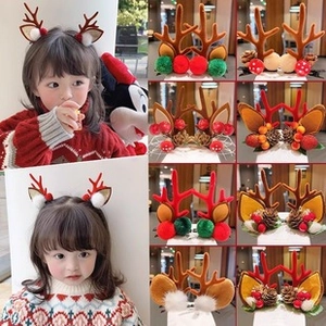 Detailed grid of Christmas reindeer antler hair clips with plush ears and festive decor