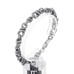 Bracciale a doppia vipera in acciaio inossidabile punk con finitura argento invecchiato