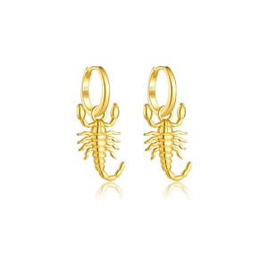 Elegant gold-plated S925 sterling silver scorpion hoop earrings with a polished finish