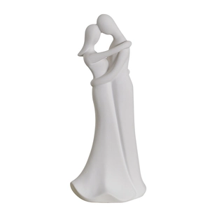 Minimalist white ceramic abstract couple kissing sculpture home decor art piece