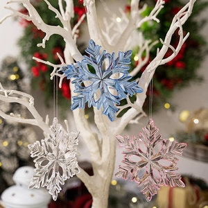 Acrylic Snowflake Pendant Ornaments Hexagonal Ice Crystal High Transparency Christmas Tree Hanging Decorations Holiday Home Party