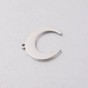 Polished silver stainless steel crescent moon pendant for DIY jewelry making