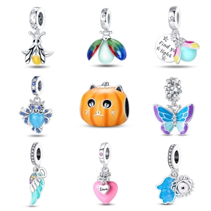 925 silver DIY charm collection with luminous firefly, butterfly, and heart pendants