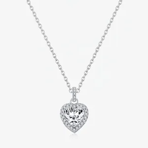 Heart Pendant Necklace 925 Sterling Silver Sparkling Moissanite D Color VVS1 Elegant Fashion Jewelry For Women