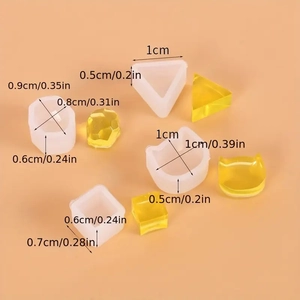 Silicone jewelry mold kit showing exact dimensions of star and moon resin casting shapes